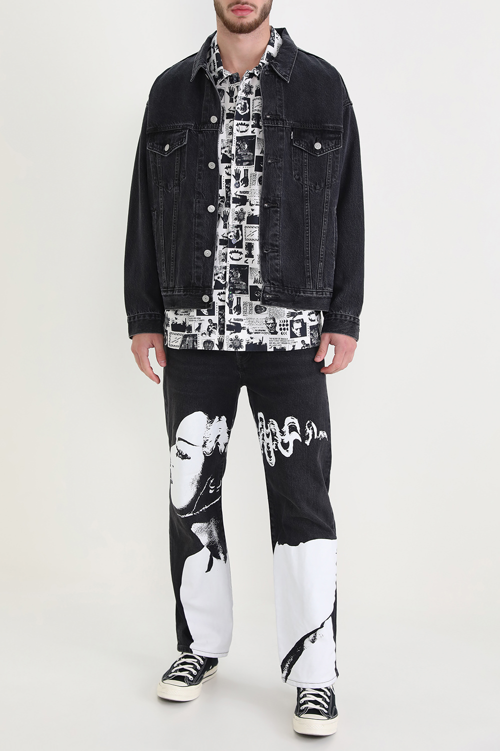 ליוויס X יוניברסל מונסטרס מכנסי ג'ינס 501 שנות ה-90 גרפיים